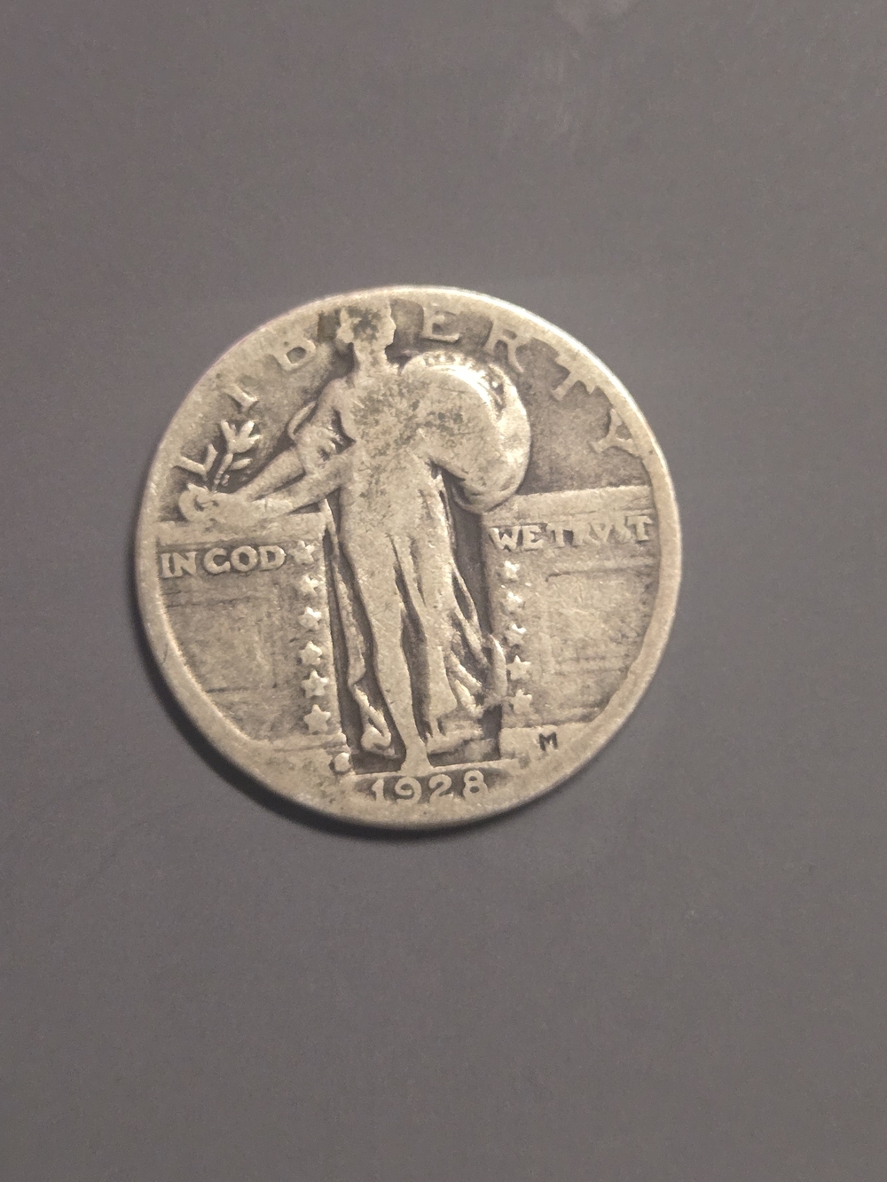 1928 Standing Liberty Quarter - Silver Tone Coin